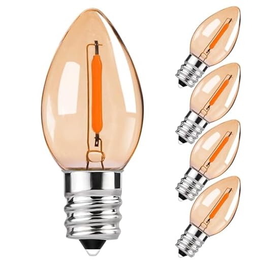 5er-Pack C7 Vintage Glühfaden LED Kerze ersetzt 5W E14 0.5W 50lm 2200K extra warmweiß 360° 230V flimmerfrei, nicht dimmbar [Energieklasse A++]