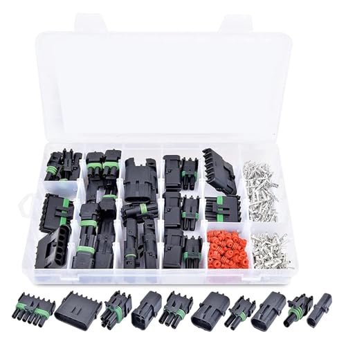 360Pcs Automotive Electrical Connector 1/2/3/4/6 Male Female Pin 18-13AWG Automotive Wire Connector Kit