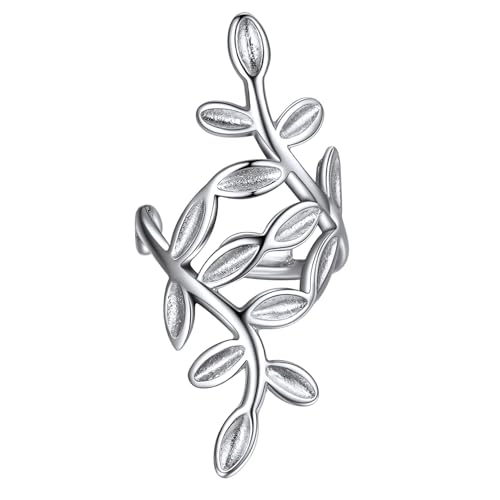 ChicSilver Pendientes Hojas Plata de Ley 925 Mujeres Clip de Orejas Ear Cuff Falsos sin Perforación Cartílago