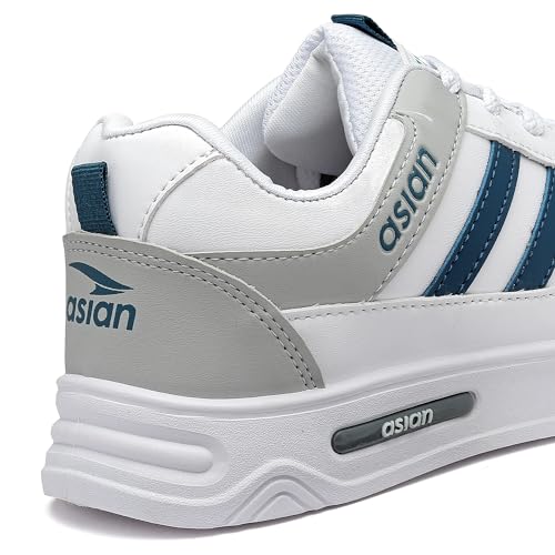 Image of ASIAN Men's BOSTON-02 White Casual Sneaker Shoes with Synthetic Upper Lightweight Comfortable Mid Top Sneaker Shoes for Men's & Boy's