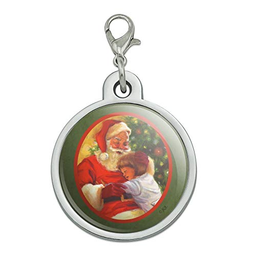 GRAPHICS & MORE Christmas Holiday Jolly Santa and Child Chrome Plated Metal Pet Dog Cat ID Tag