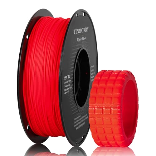TINMORRY TPU 95A 3D Printer Filament 1.75mm, 1 KG, Fluorescent Red