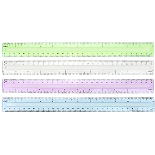 Lineal mit metrischen Maßen, Kunststoff, 30,5 cm, 4 Farben, 20 Stück Cover
