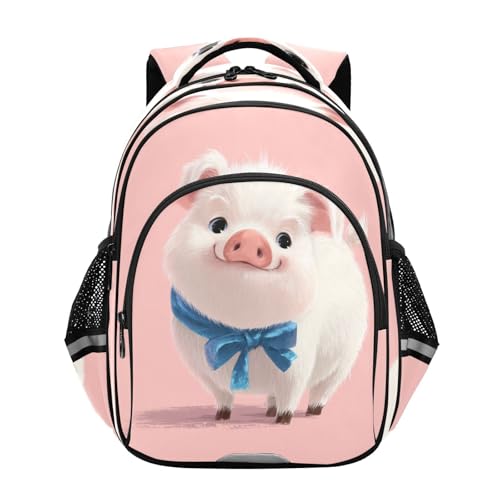 Emelivor Blue Bow Pig Kids Backpack Toddler School Backpack Bookbag Backpacks Book Bag for Girls,M