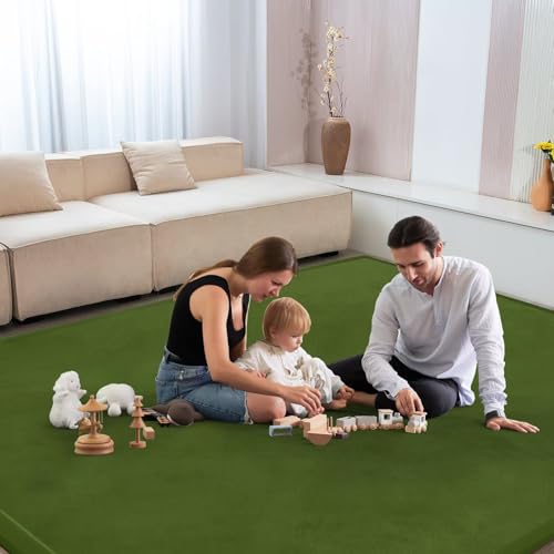 Image of Baby Play Mat for Floor Nursery Muscle Mat Area Playroom Rug 39 inchx59 inch Elastic Foam 1.3 inch Thick Crawling Mat for Babies,Toddlers, Infants,Kids (Moss Green)