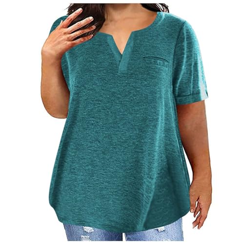 Camisetas de mujer con cuello en V, manga corta, estilo casual, blusa suelta, para damas, verano, túnica, blusa de talla grande, camisetas para el gimnasio, tallas L-5XL, mi pedido, pedidos, azul