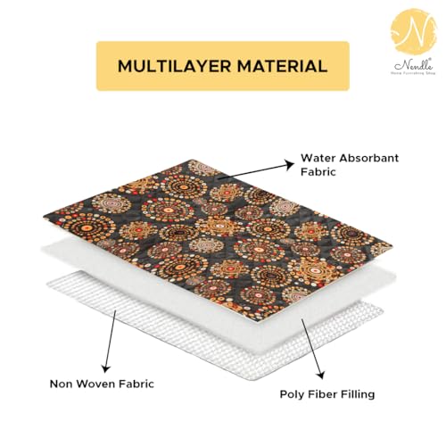 Image of Nendle Printed Holland Velvet Cushion Covers Set of 5, 16 x 16 Inches (40 x 40 cm), Decorative Sofa Cushion Cover with Zipper Closure, Floral Geometric Abstract Bohemian Designs, Multicolor