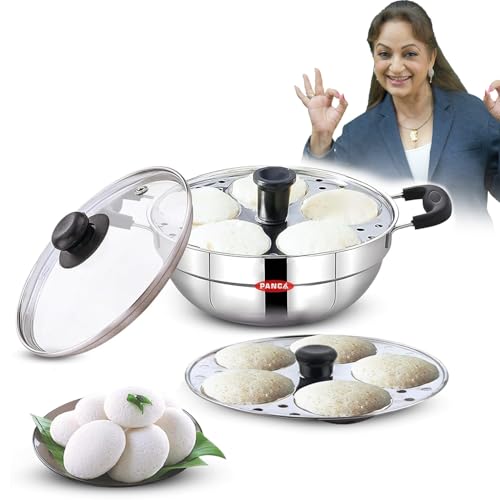 PANCA Stainless Steel Multi Kadai with Glass Lid | Induction & Ga...