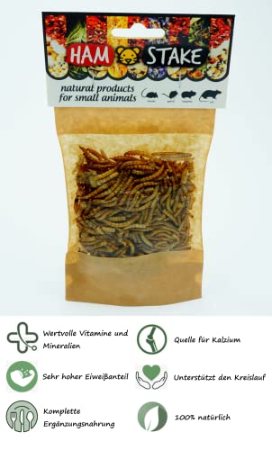 Mehlwürmer Getrocknet – 20 g Hamster Leckerlies - Natürliche Maden Hamsterfutter, Igelfutter, Landschildkröten Futter, Nagerfutter – Hochwertiges Kleintierfutter ohne Konservierungsstoffe