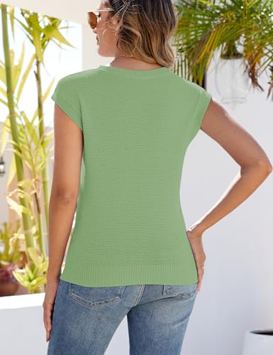 Image of CiCiBird Women Summer Cap Sleeve Sweaters Knit Crew Neck Pullover Tank Tops 2025 Casual Trendy Shirt