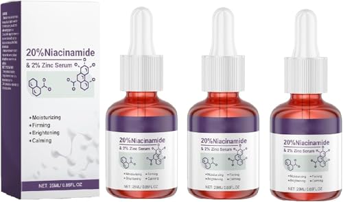 Sérum de Niacinamida al 20% + Zinc al 2%. Esencia reafirmante y antiacné. Suaviza la piel, controla la grasa e hidrata. Hidrata y antienvejecimiento.