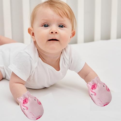 PandaEar 6 Pairs Newborn Baby No Scratch Mittens, 100% Cotton Elastic Wrist Gloves for baby Girls 0-6 Months3