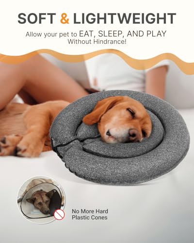 Image of MIDOG Patented Inflatable Dog Cone, Soft Recovery Collar, Gray, M