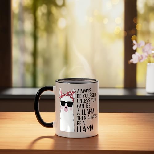 Taza de cerámica llama alpaca 11 onzas negro/blanco miniatura 3