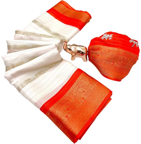 Image of Kashmiri Print Tussar Silk Saree for Women with Unstitched Blouse Piece for All Occasions