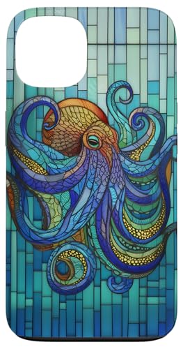Carcasa para iPhone 13 Octopus Tentáculos Kraken Mosaico Manchado Océano Animal Azul