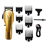 RED Pro Professional Cordless Hair Clipper for Men, Electric Rechargeable Hair Clipper Set for Barbers and Stylists with Up to 150 Minutes Battery Life, 6 Clippers Guide Included (Matte Gold)