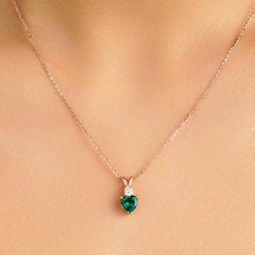 MSBLUE® 1.8 CT Heart Gemstone Solitaire Pendant Necklace, 14K Gold Vermeil, Gifts for Women3