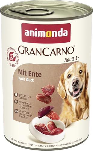 animonda GranCarno Hunde Nassfutter mit Ente (6 x 400g), getreidefreies Hundenassfutter ohne Zucker, für ausgewachsene Hunde, mit frischen fleischigen Zutaten