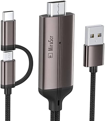 KAMING 2-in-1 USB C Type C/Micro USB Android Phone to TV HDMI Cable, MHL to HDMI Adapter 1080P HD HDTV Mirroring & Charging Cable for All Android Smartphones Tablets to TV/Projector/Monitor,6.6ft