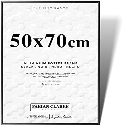 Fabian Clarke London® 21x30cm A4 Black Aluminium Picture Frame For Certificate or Noticeboard Poster Hang Portrait or Landscape with Safety Glass