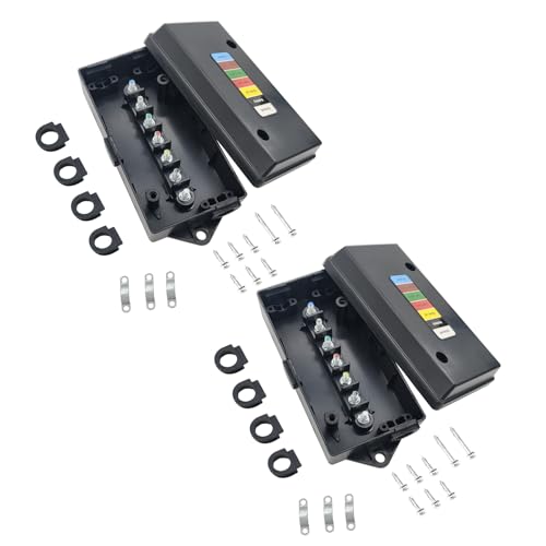 Anayguto 2 Set 7 Way Trailer Junction Box Weatherproof 7 Gang Color Coded Solid Studs Electrical 7 Way Trailer Wire Junction Box 7 Pole Waterproof for RV Camper Caravans Boat Rewiring - Black