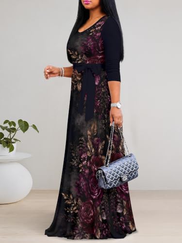 Image of Women's 3 /4 Sleeve Maxi Dress with Pockets
