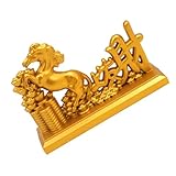 HOODANCOS Chinesische Pferdestatue 2026 aus Robustem Metall mit Rutschfestem Sockel Feng Shui Tierkreiszeichen Figur für Tisch Regal und Bürodekoration