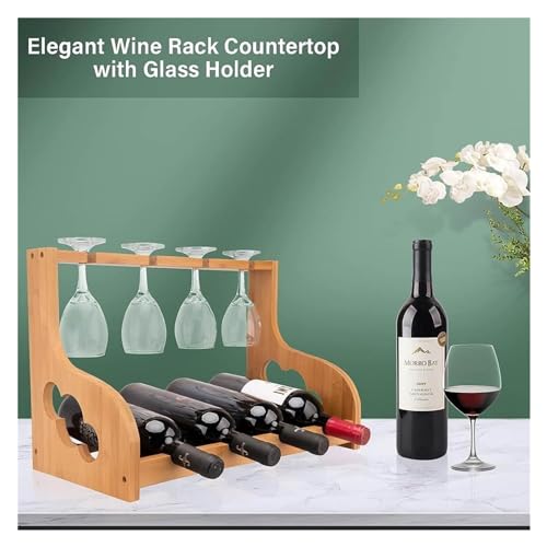 Soporte para Botellas de Vino de Madera con Porta Copas miniatura 2