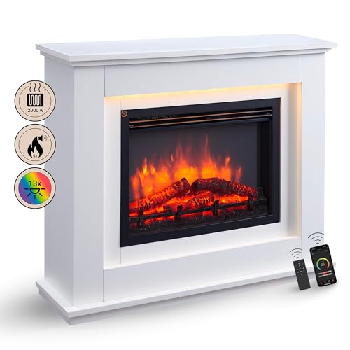 BALDERIA Baldur Elektrokamin - Standkamin mit Heizung bis 2000W,...