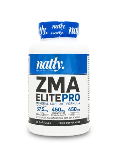 Natly ZMA Elite Pro, 90 Cápsulas Veganas | Fórmula Nocturna con Zinc, Magnesio, B6, Melatonina, Tribulus. Favorece Testosterona Natural Descanso y Recuperación