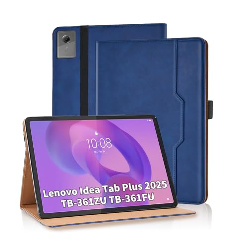 Étui pour Lenovo Idea Tab Plus 2025 en cuir PU bleu multi-angles