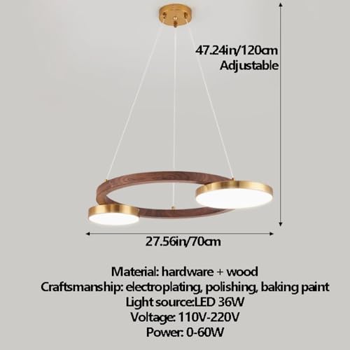 Nowoczesna skandynawska lampa wisząca z mahoniu - kreatywny duży żyrandol pierścieniowy do jadalni, salonu, przedpokoju, biura, willi i klubu - elegancki żyrandol do recepcji