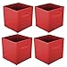 BRAVO HOMESet 4 Boîte de rangement pliable 31 x 31 x 31 cm Cubes en tissu pliants avec poignées multicolores Boîtes de rangement pour vêtements, jouets, armoires, armoires, étagères (Rouge, Set 4)