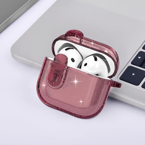 Image of (with Safety Lock) VISOOM 2025 Clear Cases for Airpods iPods 4 Case Cover Women, Bling Airpod iPod 4 Case Soft 4th Gen Air Pods iPods Cases with Keychain for Apple Headphones Airpods4 Generation