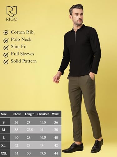 Image of Rigo Printed Casual T-Shirts for Men | Waffle Knit Solid T-Shirt for Men | Full Sleeves T-Shirts for Men