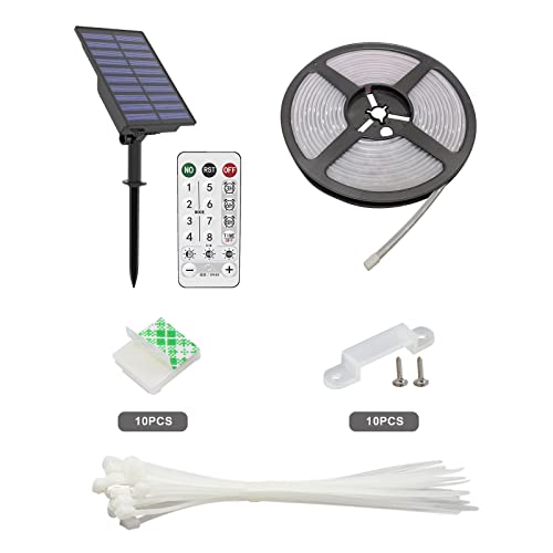 Solar Outdoor Led Strip Lights: 16.4Ft Ip67 Waterproof Solar Powered Outside Light Tape 240Led 8 Modes With Remote For Garden Patio Stair Walkway Swimming Pool Deck Gazebo Lighting Decor (Warm White) #TOP4