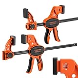 Jorgensen Bar Clamps For Woodworking, 12' 2-Pack One-Handed Clamps/Spreader with Load Limit Indicator, Quick Grip Bar Clamps E-Z Hold F Clamps Set with 300 lbs Load Limit, Medium Duty
