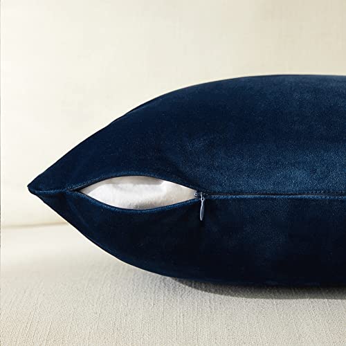 Fancy Homi 2 Packs Navy Decorative Throw Pillow Covers 18X18 Inch For Living Room Couch Bed, Velvet Patchwork With Gold Leather, Luxury Modern Farmhouse Home Decor, Accent Cushion Case 45X45 Cm #TOP2