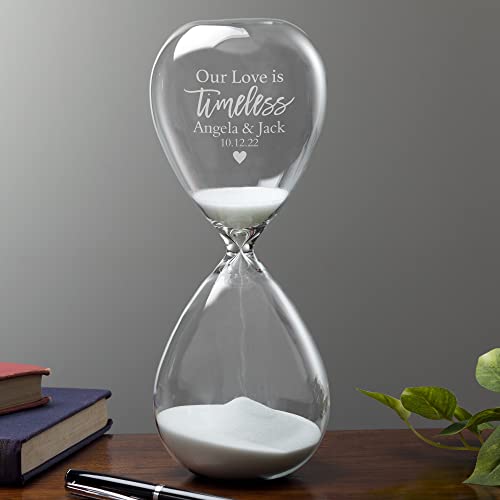 Personalization Universe Personalized Timeless Love Sand-Filled Hourglass - Custom Engraved with Names & Date, Ideal for Wedding Unity Ceremony, Home Décor, Anniversary, Valentine’s Day