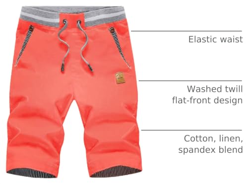Image of Tansozer Men's Shorts Casual Classic Fit Drawstring Summer Beach Shorts with Elastic Waist and Pockets