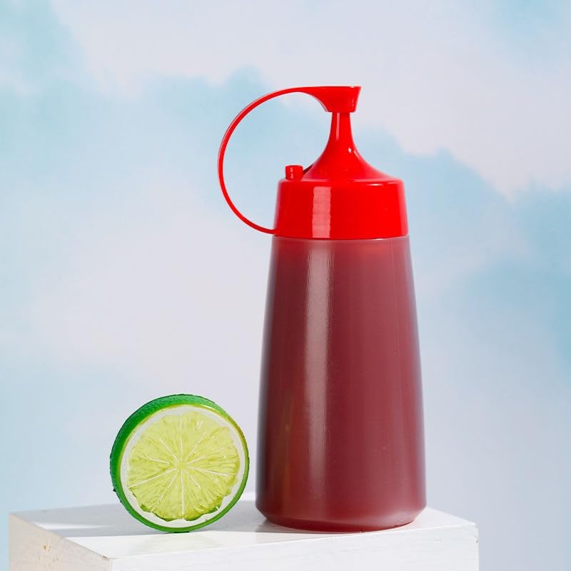 Image of Plastic Squeeze Bottle with Hook Top, Clear Plastic Sauce Bottle, BPA-Free Ketchup Bottle, Condiment Dispenser Mustard Sauce Bottle, Food Liquid Seasoning Container, Reusable Ketchup Bottle (300 ml)