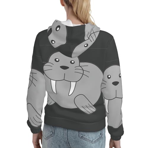 Sweat à capuche morse pour femmes col doux - 4