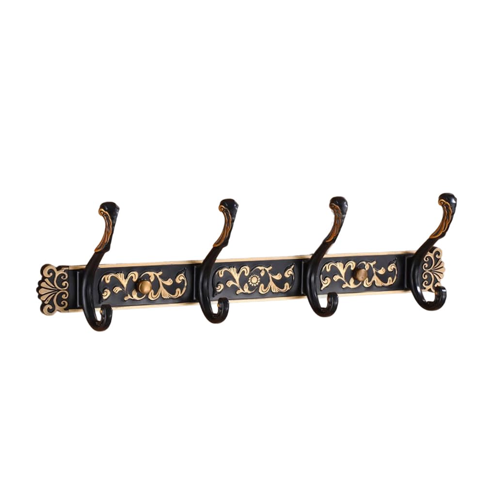 ZHOUXIAO Vintage Metal Coat Rack Wall Mounted with Hooks, Antique Heavy Duty Coat Hook Rail, Hat Robe and Towel Hooks Rack for Bathroom, Entryway, Mudroom 4hook