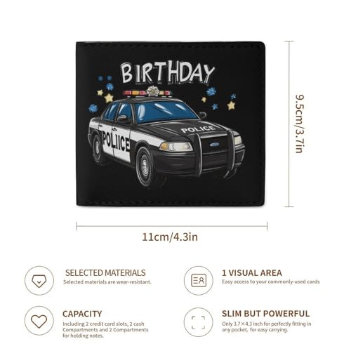 Birthday Police Car Policeman Coin Purse PU Leather Bifold Wallet Small Change Purse Pouch Front Pocket Wallets3