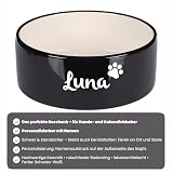 Hundenapf personalisiert aus Keramik L 1700ml Schwarz – rutschfest, leicht & hygienisch – Futter- & Wassernapf mit Namen für kleine Hunde & Katzen