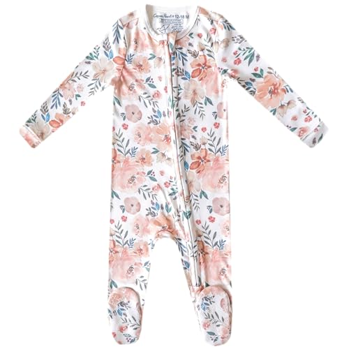 Image of Copper Pearl Zip-Up Footie Baby Pajamas: Ultra-Soft Boys & Girls Pajamas, Premium Knit Fabric in Stylish Prints, Tag-Free with Two-Way Zipper, Newborn to 24 Months, Autumn