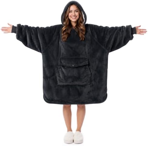 Krifey Wearable Blanket Hoodie, Oversized Sherpa Hooded Blanket f...