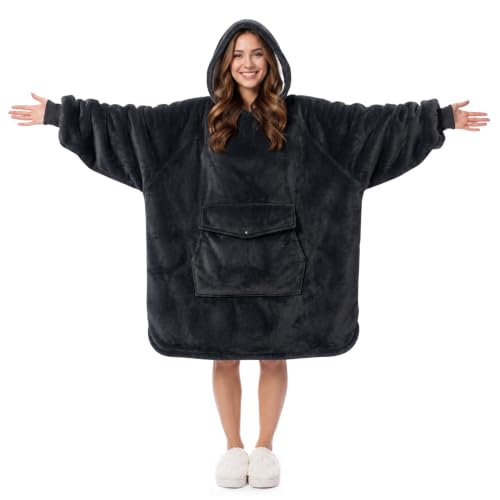Krifey Wearable Blanket Hoodie Oversized Sherpa Hooded Blanket for Adults