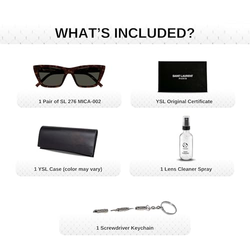 SAINT LAURENT SL 276 MICA Cat-Eye Sunglasses With Eyewear Kit Bundle - High Bridge Fit - Women's Designer Sunglasses4